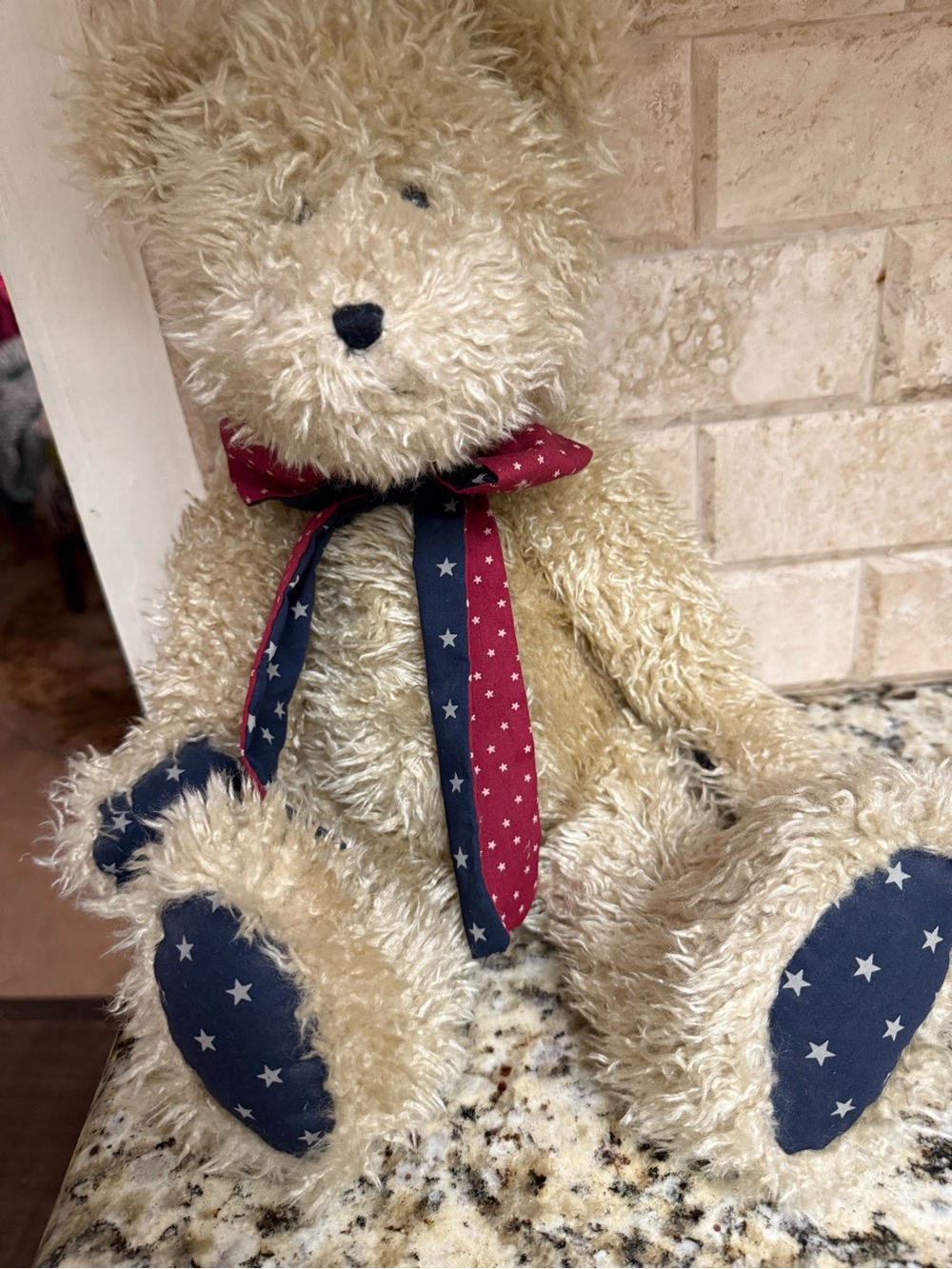 Boyds Bears Cream Plush Teddy with Red Star Collar